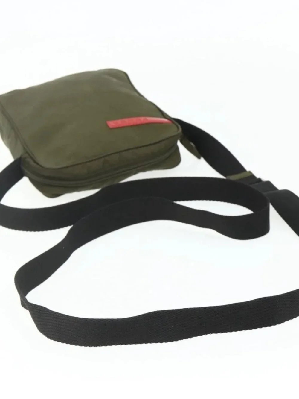 PRADA Sports Shoulder Bag Nylon Khaki Silver Auth ti3845
